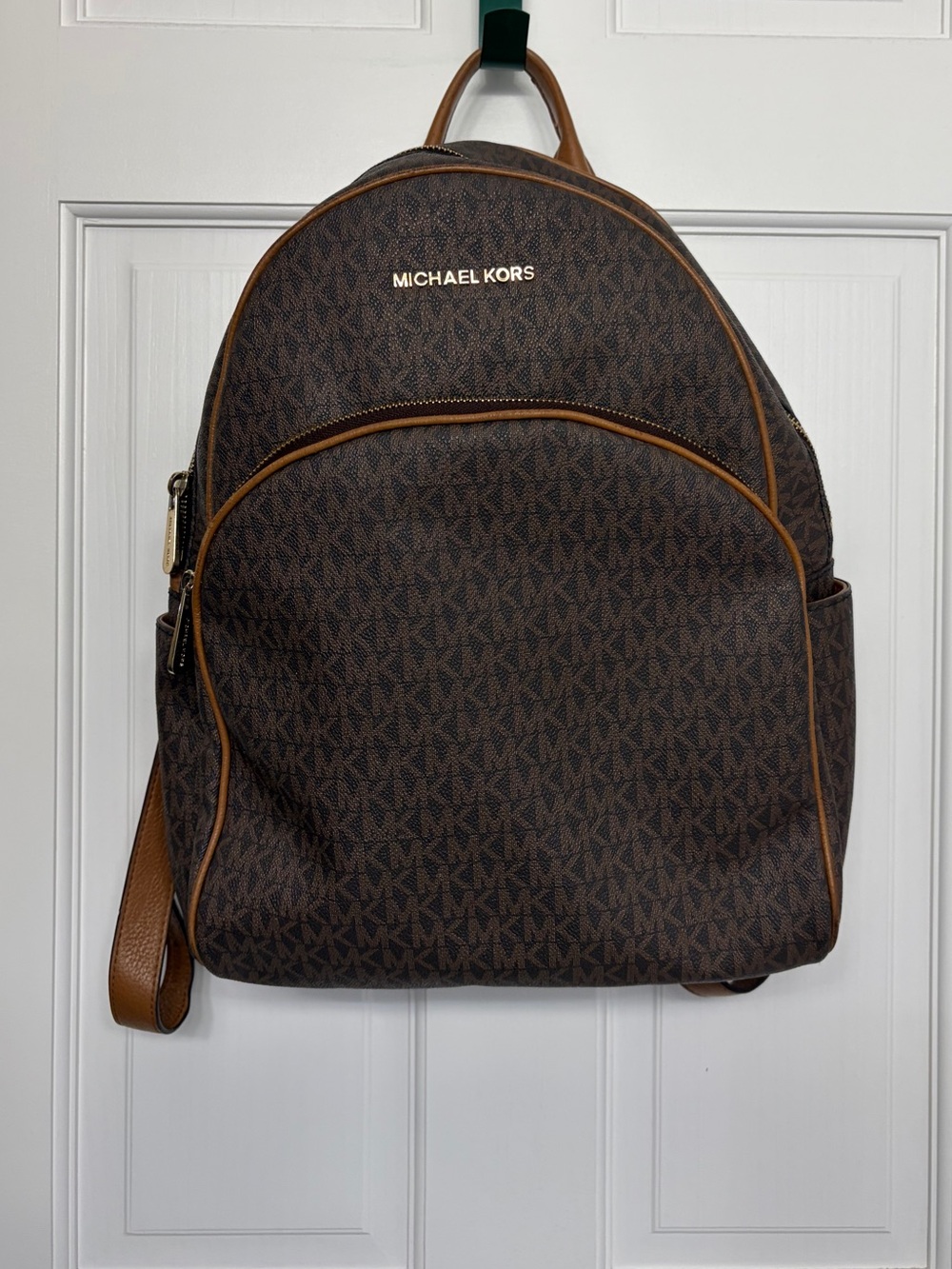 Michael Kors Abbey Medium Brown Monogram Canvas Backpack